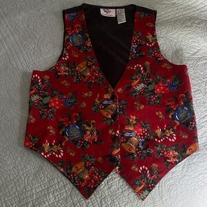 Vintage Red Festive Men's Vest